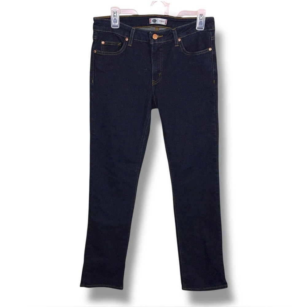 Size 4 Dickies Women’s Dark Denim Straight Leg Jeans Rockabilly Cotton Blend